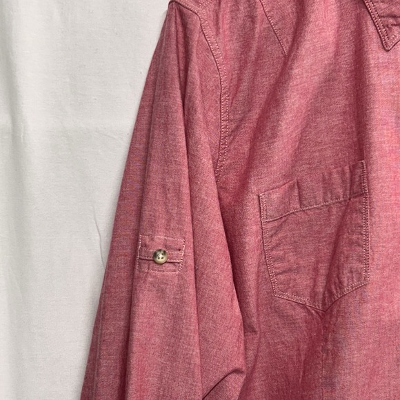LL Bean Womens 2X Sun Washed Red Cotton Long Sleeve Button Up Shirt Relaxed Fit - Picture 7 of 12